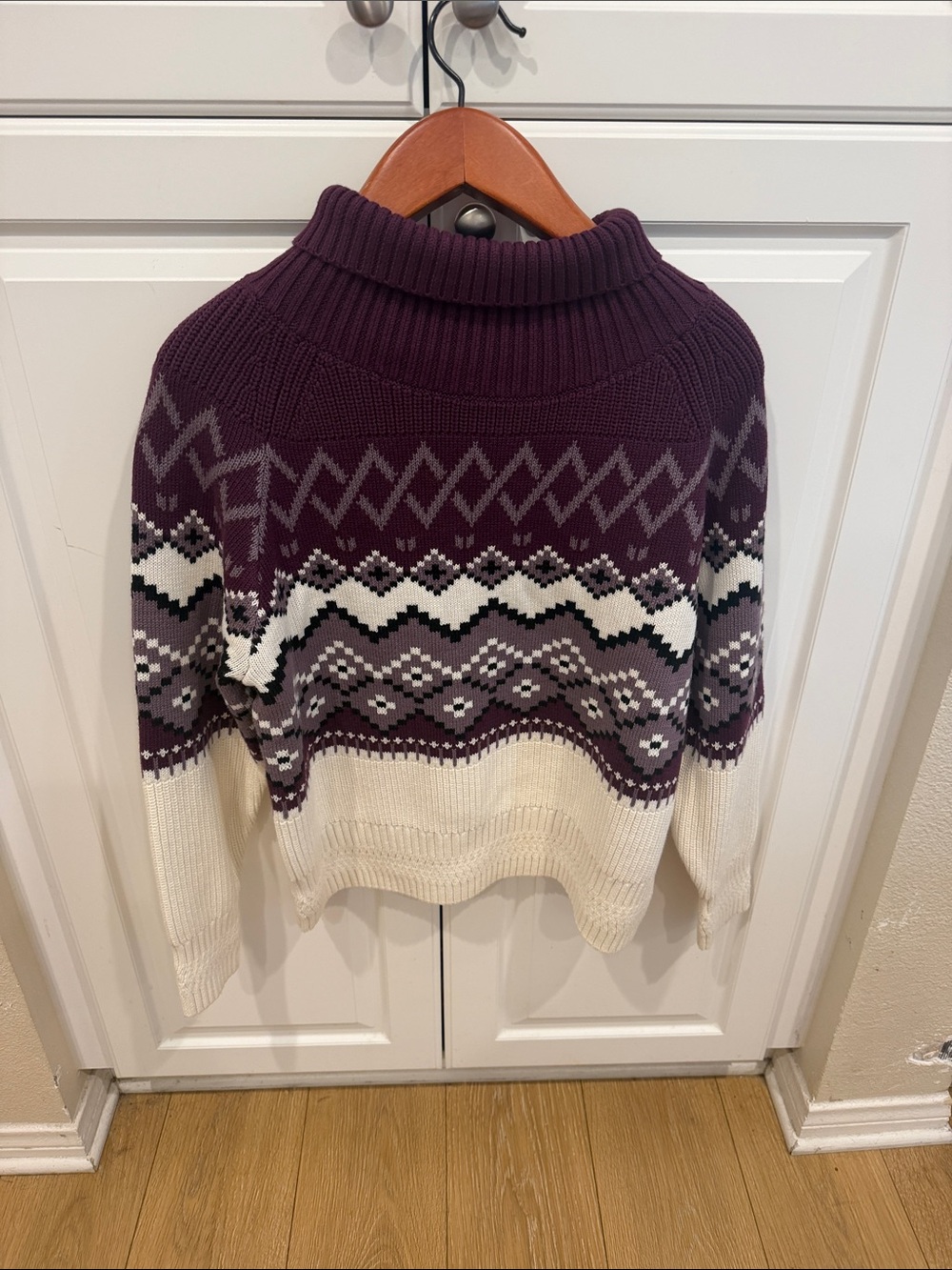 Alp N Rock Purple and Cream Fair Isle Cowl Neck Sweater
